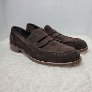 Testoni Basic Men’s 11M Brown Suede Penny Loafers Slip On Dress Shoes